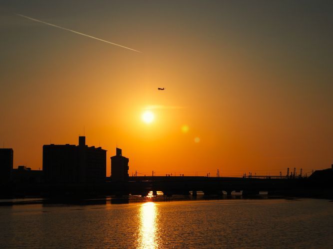 多々良川の夕日