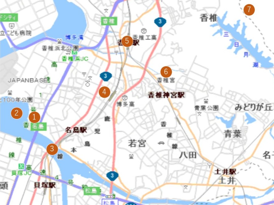 名島・千早・香椎マップ