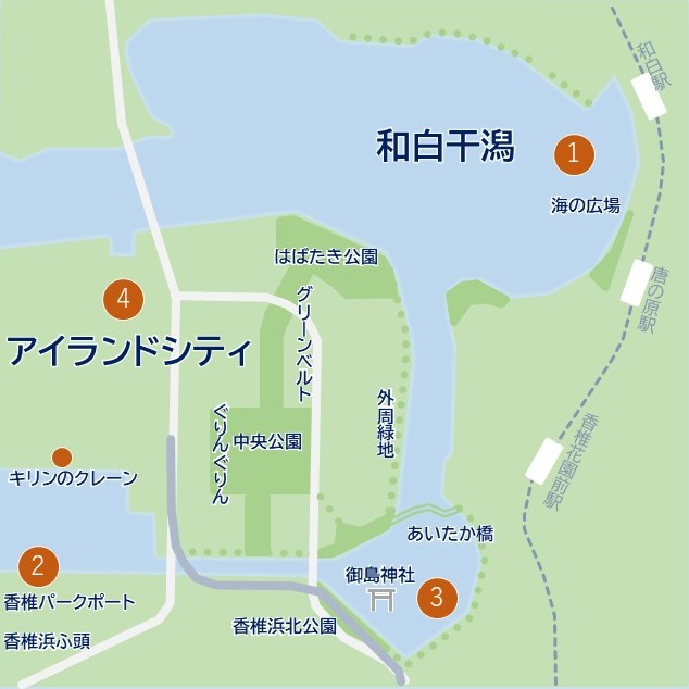 和白干潟・アイランドシティ周辺の地図