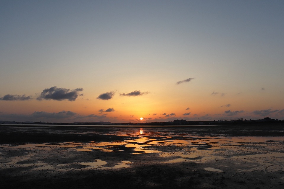 和白干潟 夕陽
