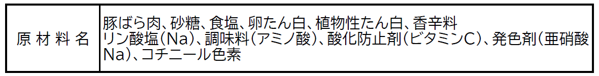 原材料と添加物を改行して表示した例