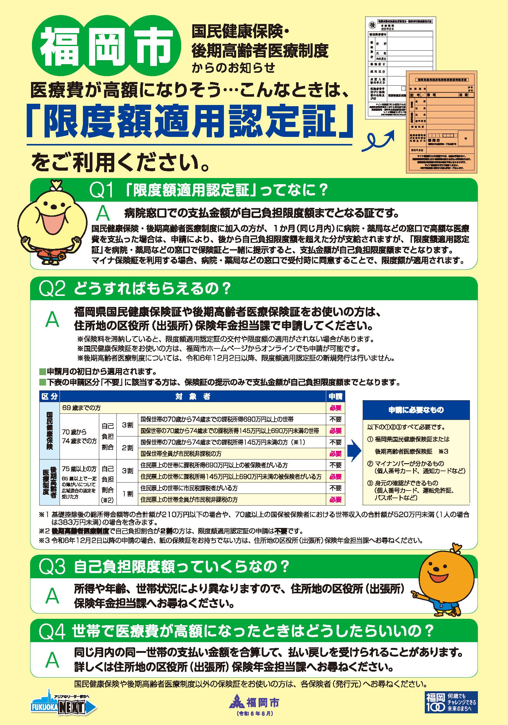 限度額適用認定証の周知用チラシのサンプル