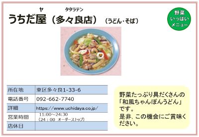 うちだ屋　多々良店。詳細は次に記載。