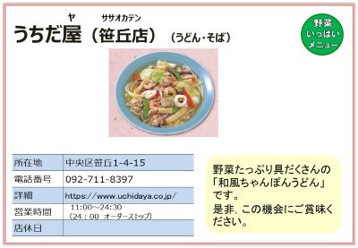 うちだ屋（笹丘店）。詳細は次に記載。