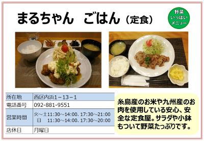 まるちゃんごはん（定食）。詳細は次に記載。