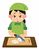 たまねぎを切って涙を流している人のイラスト