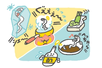 アニサキスは加熱や冷凍で死滅、わさびやしょうゆや酢では死滅しない