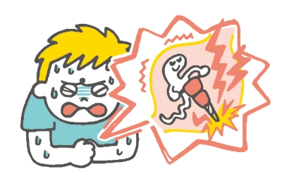 腹痛を起こしている男性のイラスト