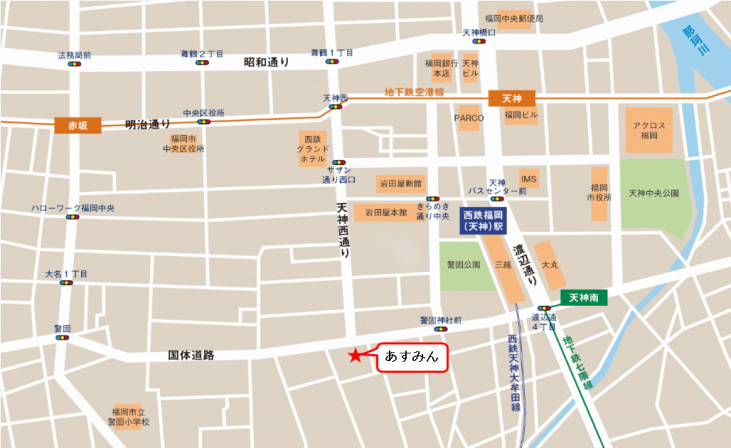 画像:福岡市ＮＰＯ・ボランティア交流センターあすみんの地図