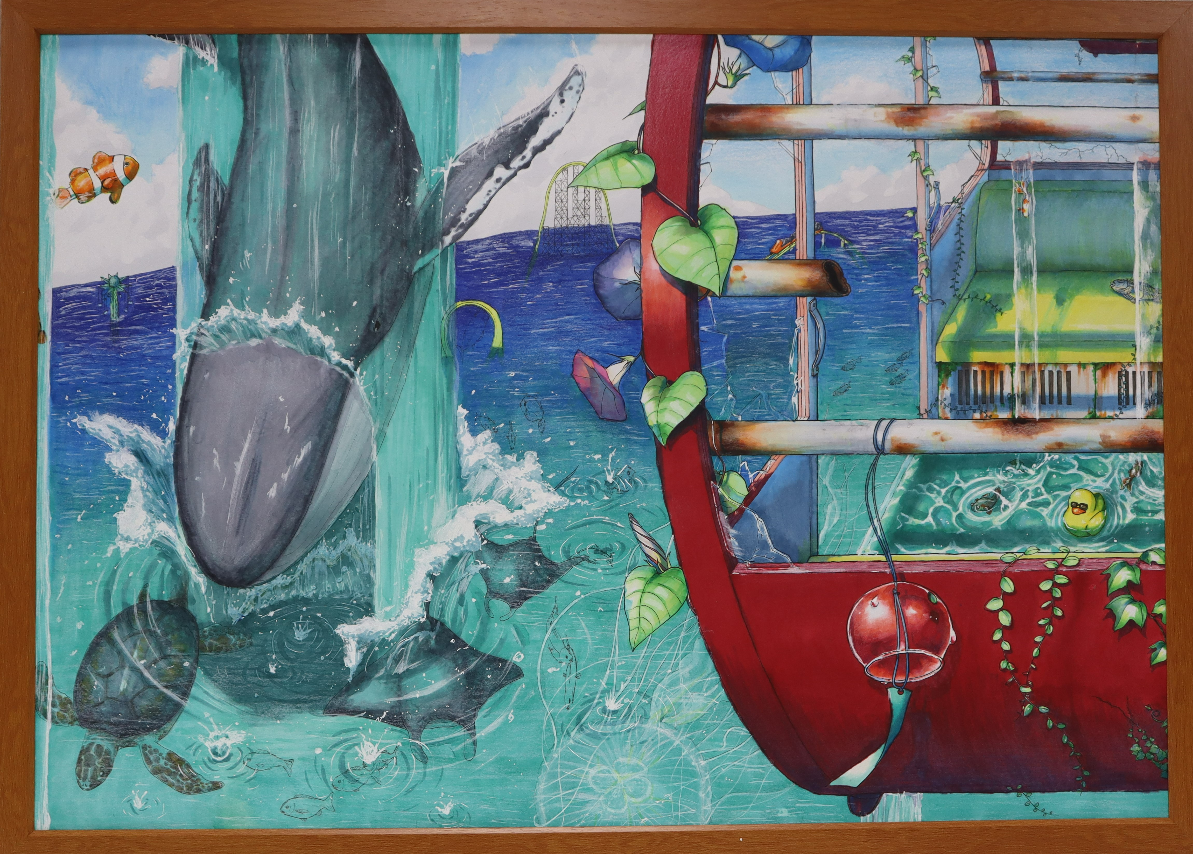 絵画部門高校生優秀賞の水天一碧の写真