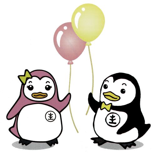 イラスト画像：更生ペンギンのサラちゃん（左）、ホゴちゃん（右）
