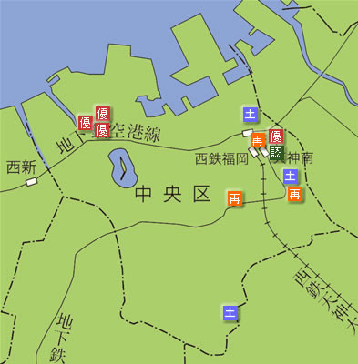 中央区の地図