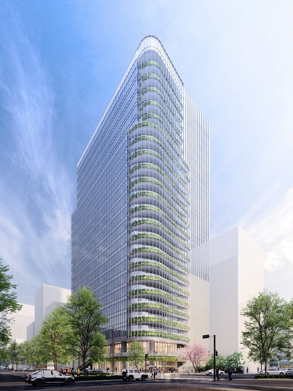 仮称住友生命福岡ビル・天神西通りビジネスセンター建替計画の外観パース