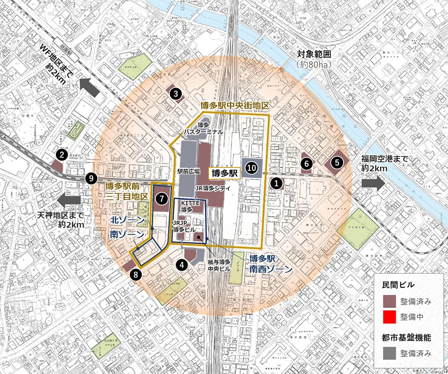 博多コネクティッドの対象エリア図