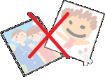 写真や絵の具やクレヨンで描いた画用紙のイラスト