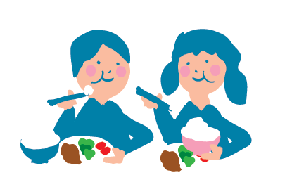 子供がごはんを食べているイラスト