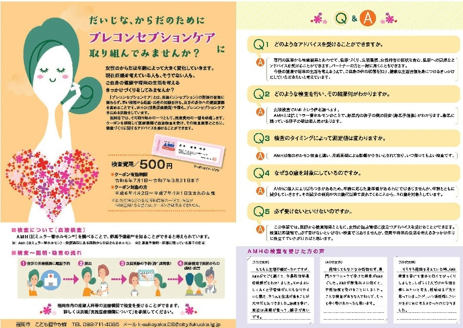 プレコンセプションケア推進事業のリーフレット