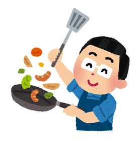 料理するお父さん