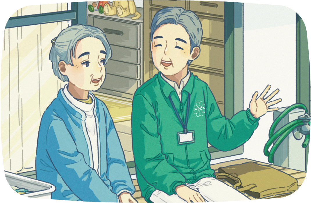 民生委員の活動のイラスト高齢者訪問