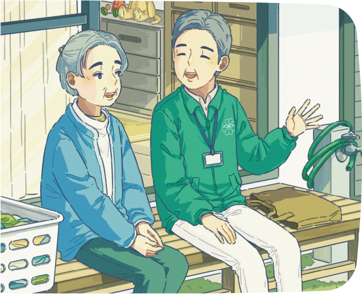 民生委員の活動のイラスト高齢者訪問