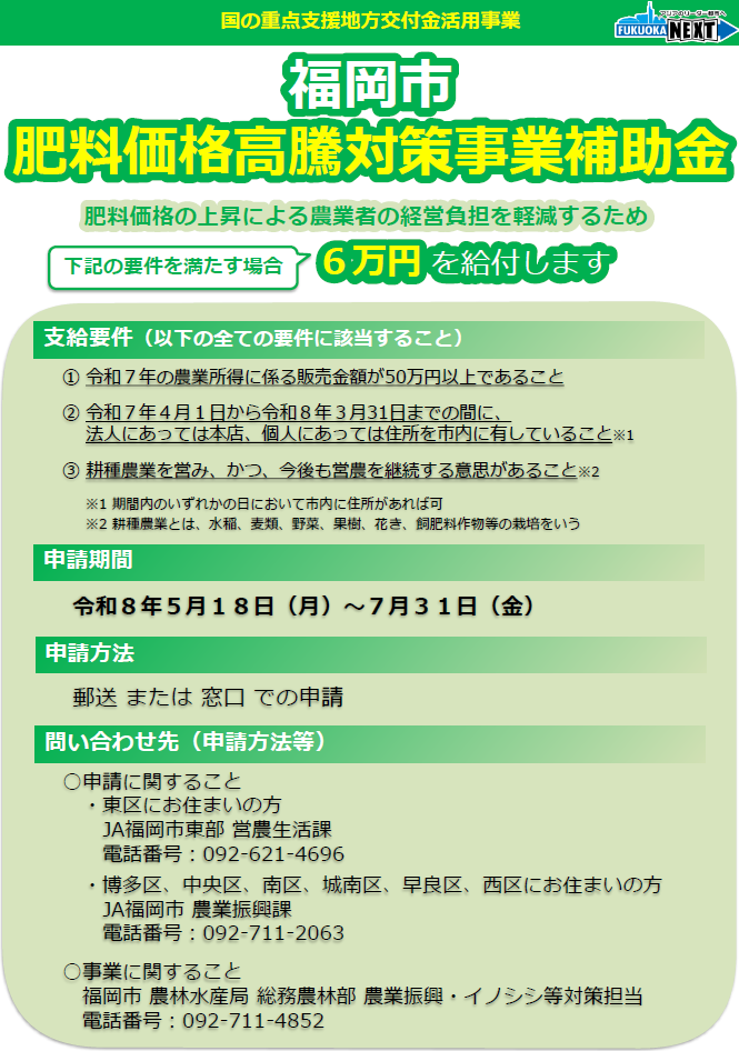 肥料価格高騰対策事業チラシ