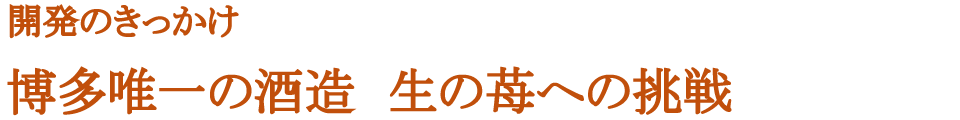 開発のきっかけ　博多唯一の酒蔵　生の苺への挑戦