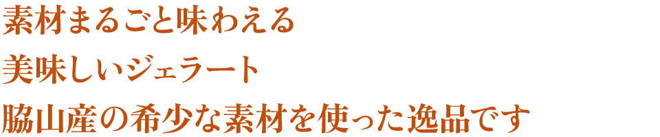 素材丸ごと味わえる　美味しいジェラート　脇山産の希少な素材を使った逸品です