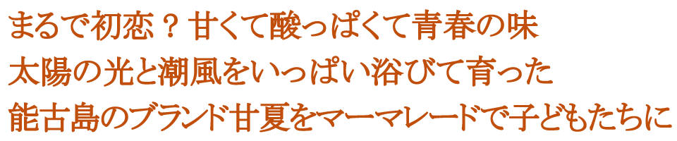 まるで初恋？　甘くて酸っぱい青春の味 太陽の光と潮風をいっぱい浴びて育った 能古島のブランド甘夏をマーマレードで子どもたちに 