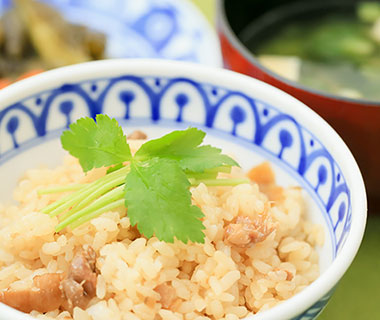 写真：かしわご飯盛り付け例