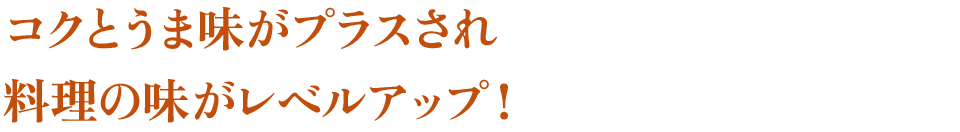 コクとうま味がプラスされ 料理の味がレベルアップ！