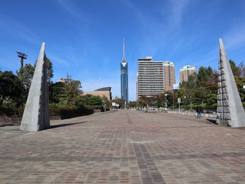 福岡タワーと木々
