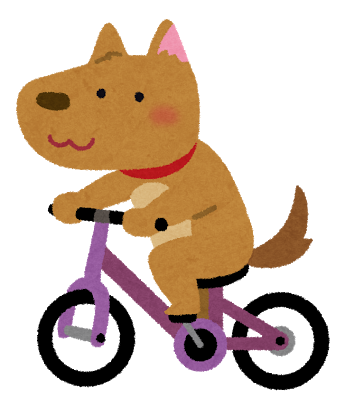 自転車に乗るわんこ（リンクなし）