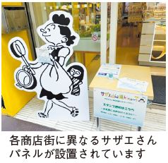 サザエさんパネル写真(各商店街に異なるサザエさんパネルが設置されています)