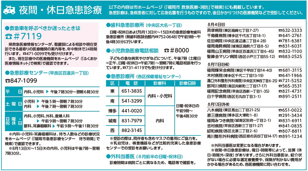 夜間・休日急患診療