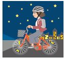 夜間はライトを点灯
