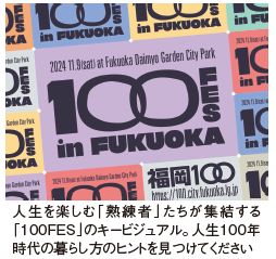 人生を楽しむ「熟練者」たちが集結する「100FES」のキービジュアル。人生100年時代の暮らし方のヒントを見つけてください