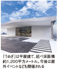 「うおざ」は平屋建て、延べ床面積約1,200平方メートル。今後は屋外イベントなども開催される