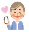 スマートフォンでポイントを受け取り喜んでいるイラスト