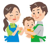 子育ての援助をしているイラスト