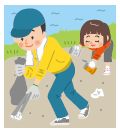 ごみ拾いをするイラスト