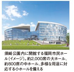 須崎公園内に開館する福岡市民ホー ルのイメージ