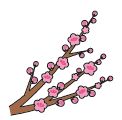 梅の枝に花が咲いているイラスト