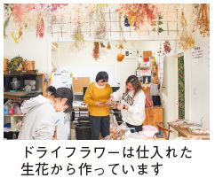 ドライフラワー製作の写真(ドライフラワーは仕入れた生花から作っています)