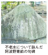不老水について詠んだ阿波野青畝(あわのせいほ)の句碑の写真