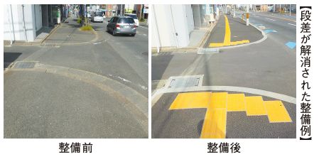 段差が解消された整備例の写真(左が整備前、右が整備後)
