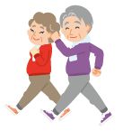 シニアがウォーキングをしているイラスト
