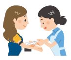 看護師が採血をしているイラスト