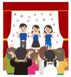 舞台で劇をしているイラスト