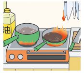 コンロ火災のイラスト