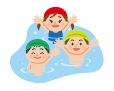 子どもがプールに入っているイラスト